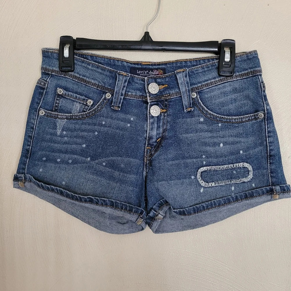 Levi's Pants - Levi's Distressed Medium Wash Double Button Jean Denim Shorts Size Junior's 5